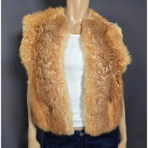 Vintage 80s Red Fox Fur Vest Irving Samuel Size M Boho Glam 1980s